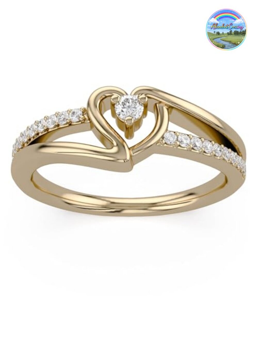 14K Gold Over Sterling Silver Moissanite Heart Bypass Promise Ring
